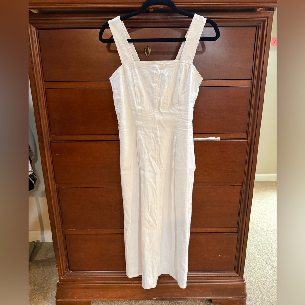 Vince Linen-Blend Square Neck Dress White XS - Picture 4 of 5